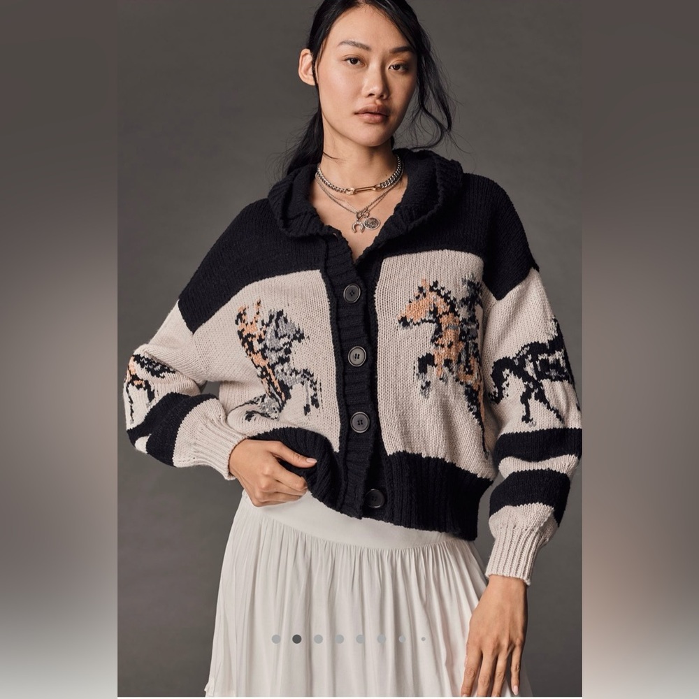 NWT Anthropologie Pilcro Horse Graphic Cardigan Sweater